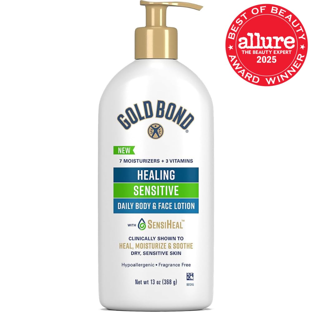 Gold Bond Healing Sensitive Daily Body & Face Lotion for Dry, Sensitive Skin, 13 oz.