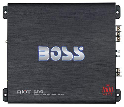 BOSS Audio Systems R1600M Monoblock Car Amplifier - 1600 Watts, 2/4 Ohm Stable, Class A/B, Mosfet Power Supply, Great for Car Subwoofers