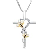 Cargari Cross Necklace for Women 925 Sterling Silver Cross Pendant Necklace Animal Jewelry Christmas Gifts for Women Mother Grandma