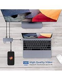 USB C Hub Adapter, USB C Hub with 4K HDMI Output, SD & Micro SD Card Reader, Power Delivery Port, 1 USB 3.0 Port,2 USB 2.0 Ports for MacBook Pro and Type C Windows Laptops