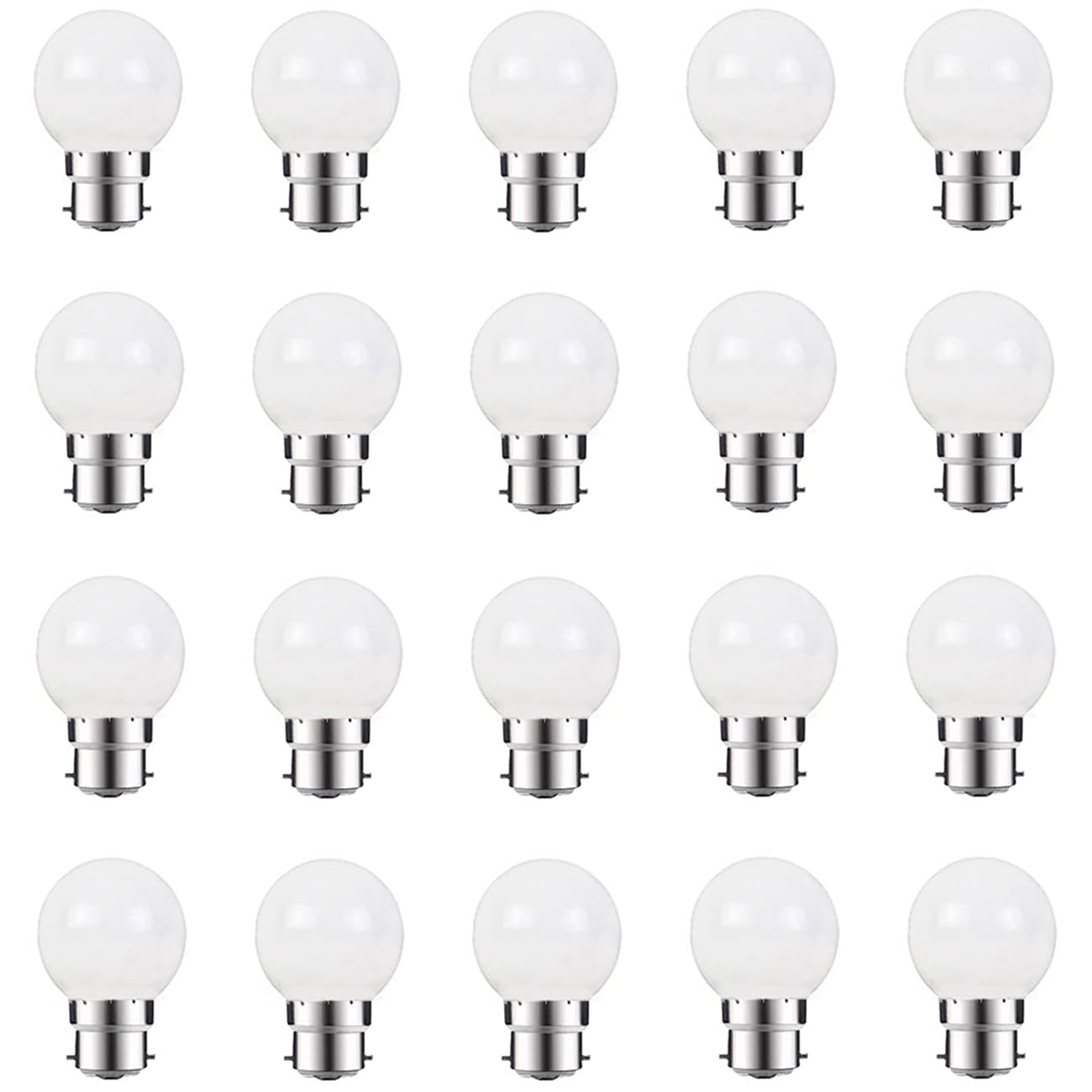 ZFQ 20 Pack B22 Warm White LED Light Bulbs 2W G45 Golf Ball Mini Globe Bulb Lighting Bulbs for Outdoor Indoor String Patio Garden Party Decoration, Christmas, Tree, Fairy Party Night Lights