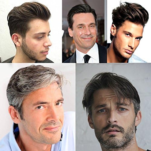 AIRAO Q6 Base Toupee Hairpiece Replacement Men Wigs Bleached Knots Invisible Natural Looking - Indian Human Hair Extension Free Tangle #1(Jet Black)
