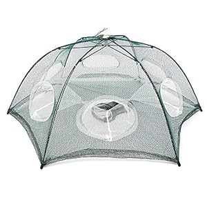 Yzdnf 6 Trous En Nylon Portable Pêche Durable Net Crevettes Cage Crabe Nasse épervier Mesh Piège à Pêche (color : White…