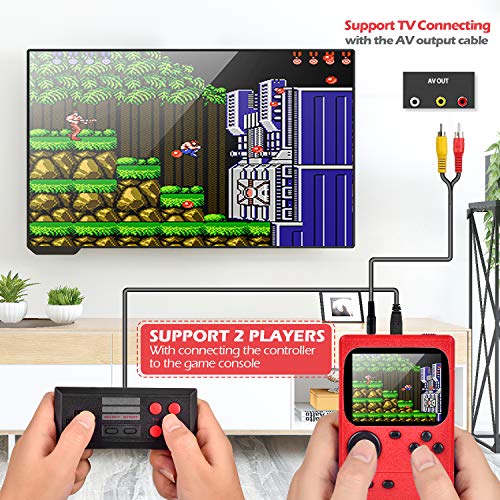 Kiztoys Retro Games Console with 400 Classical FC Games 3 Inch Color Screen Kids Handheld Games Consoles Support TV 2 Players for Teenagers Boys Girls Adults (Red)