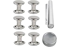 MEGOTO 85sets Stainless Steel Leather Rivets with Tools Kits Double Cap Rivet Tubular Metal Studs Repairs Decoration Craft Accessories for Leather Craft Clothes Shoes Bags Belts (8mm Silver with Tools)