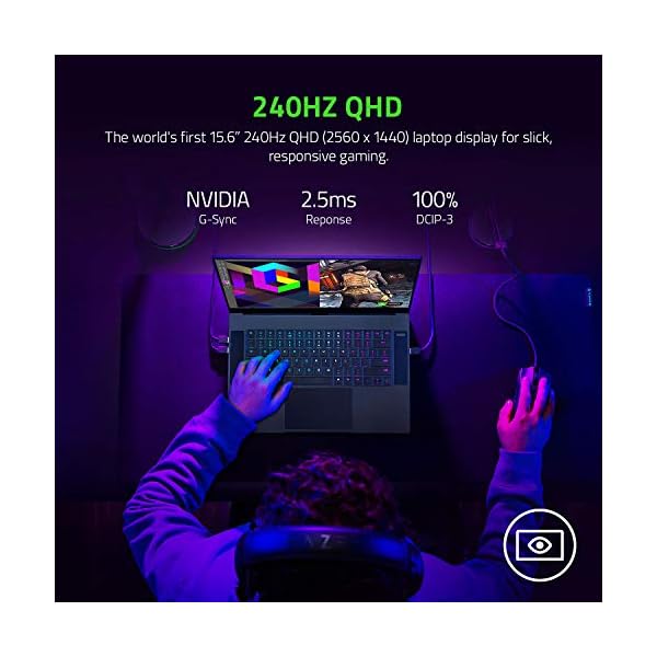 Razer Blade 15 Advanced - 15.6 Inch Gaming Laptop with 240Hz QHD Display (Intel Core i7-10875H, NVIDIA GeForce RTX 3070…