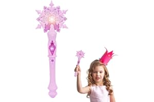 MAGICLULU Light Up Wand Princess Snowflake Glow Wand for Kids Girls Princess Costume Christmas Party Supplies (Without Batteries, Pink)