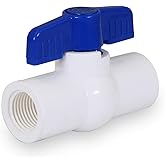 Midline Valve 487U12 PVC Ball Valve Blue T-Handle for Potable Water 1/2 in. FIP White Plastic