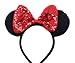 MeeTHan Sequin Hair Bows Mice Mouse Ears Headbands Costume Party: M8 (SQ-Red)