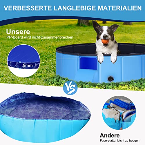 Ezilif Dog Pool for Large and Small Dogs, Foldable Dog Pool, Non-Slip, 120 x 30 cm Swimming Pool for Dogs, Thickened PVC, Paddling Pool, Dog Wear-Resistant, Dog Bathtub, Swimming Pool for Children