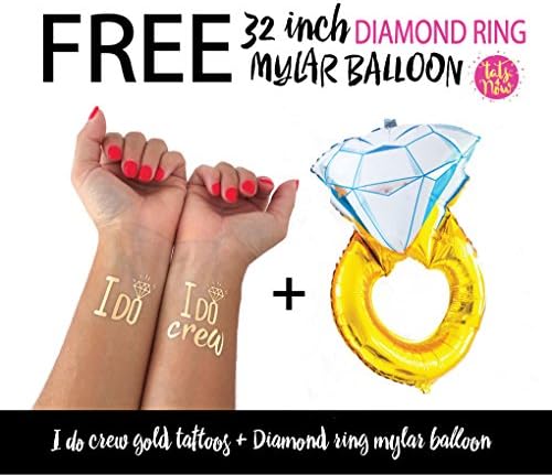Bachelorette combo pack - I do crew tattoos + Diamond ring mylar balloon, bridal party, bridesmaid tattoo, bride, hens party, wedding party, bachelorette party decorations and ideas