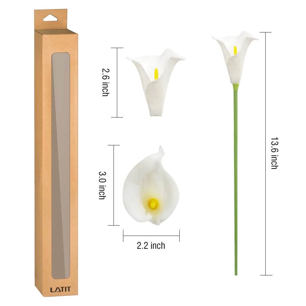 LATIT Artificial Flower,Real Touch Flowers,7 Pcs White Calla Lily, Latex Flowers for Bridal Bouquets,Wedding Centerpieces, Home Decorations, Boutonnieres, Corsage