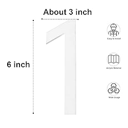 6 inch White Mailbox Numbers White - Adhesive House