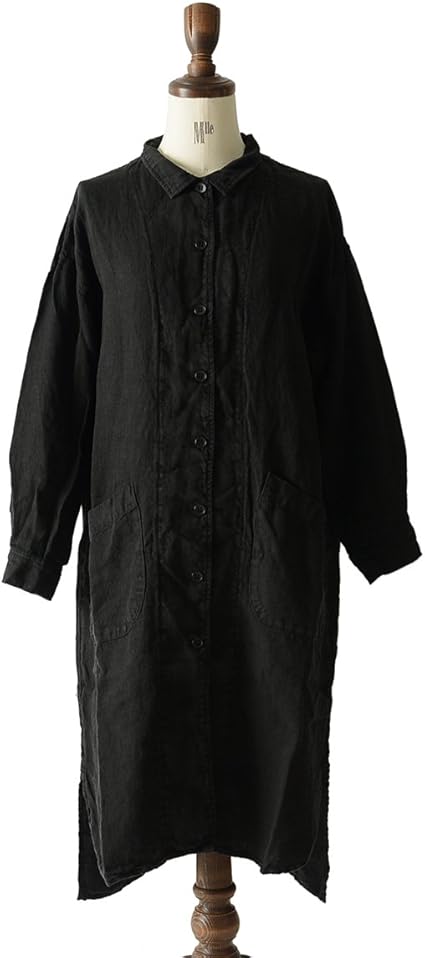 Amazon ツムグ Tumugu ロングスリーブ シャツワンピース コート 長袖 羽織り Tb Free Black Col 99 ワンピース チュニック 通販