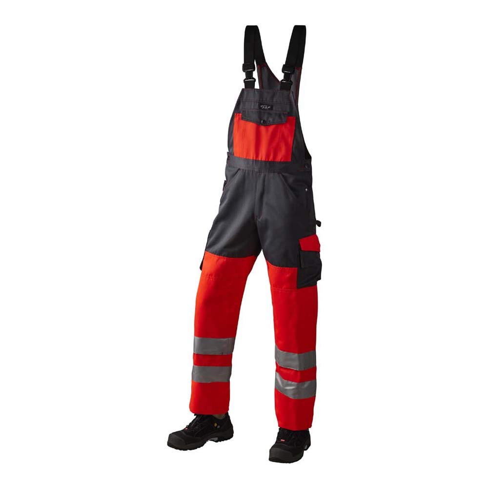 J.A.K. 1110787B076 Series 11107 70% Polyester/30% Cotton Overalls EN 20471, Class 2, Red/Grey, 44 L (30/35) Size