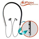 iFox iFE5 Wireless Bluetooth Neckband Headphones Earphones with Built-in Mic for iPhone, iPad, iPod, Android Smartphones, Tablets, Computers, MP3 Players - Comfort Fit In-Ear Earphones Earbuds