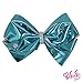 JoJo Siwa Signature Collection Hair Bow Ribbon with Rhinestone Keeper Metallic Mint With Sticker Patch Set Included