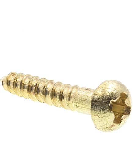 100-Pack #4 X 3/4" Brass Round Head Wood Screws - Slotted Drive