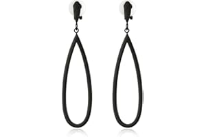 MUYAN Metal Geometric Clip On Drop Earrings for Women Gold Black Silver Non Piercing Dangle Earrings Rectangle Triangle Bar Circle Waterdrop Ellipse Clip Earrings