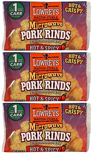Lowrey's Bacon Curls Microwave Pork Rinds, Hot & Spicy, 1.75 Ounce (Pack of 3)