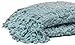 Chanasya Super Soft Beautiful Elegant Decorative Woven Popcorn Texture Couch Bed Baby Blue Teal Throw Blanket with Ball Fringe- Light Baby Blue