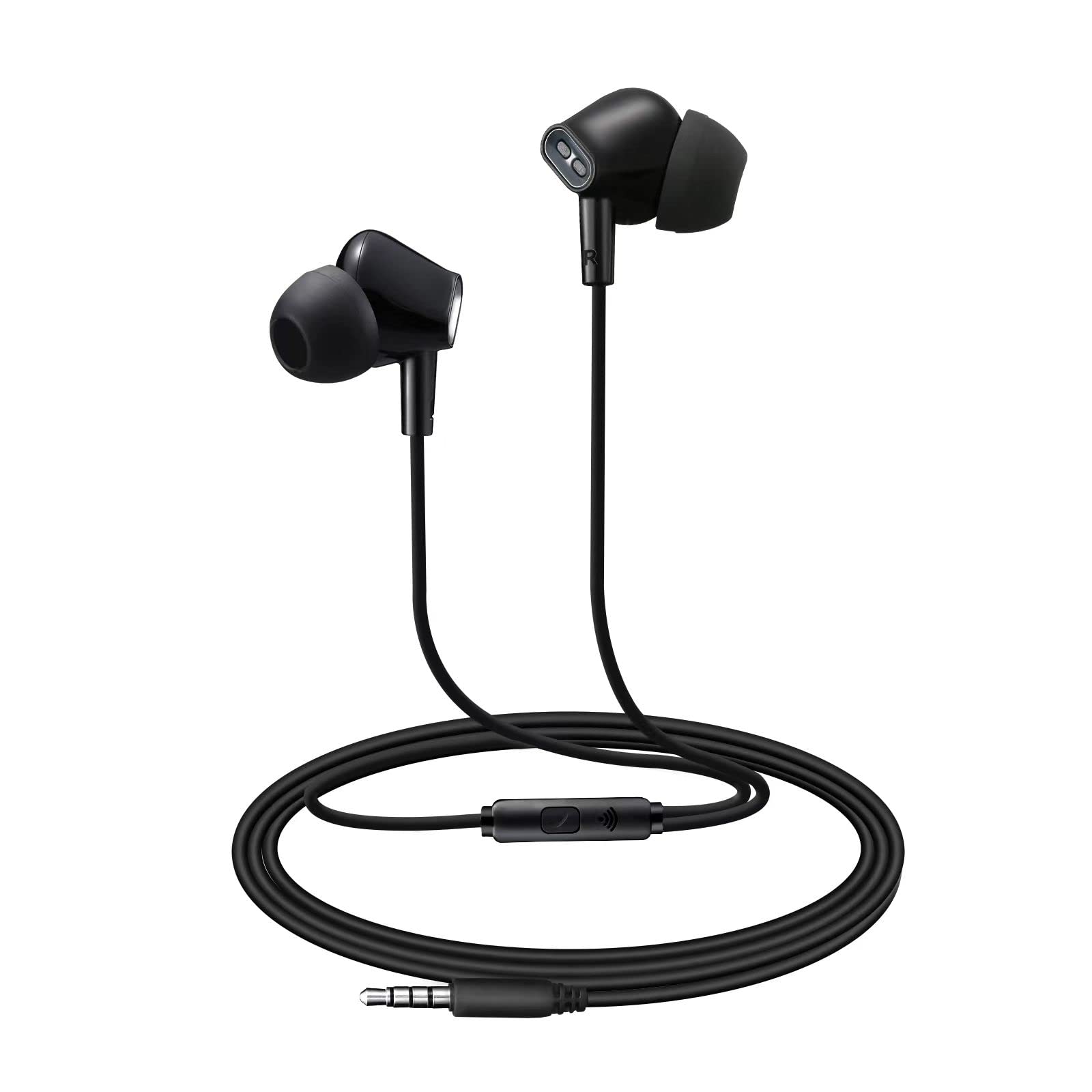 Wired Earbuds Headphones for School with Microphone Noise Isolating Stereo Bass in-Ear Earphones – for Smartphones, Tablets, Schools, Ipads, Multiuse - 3.5mm Plug in Audio Jack - Black