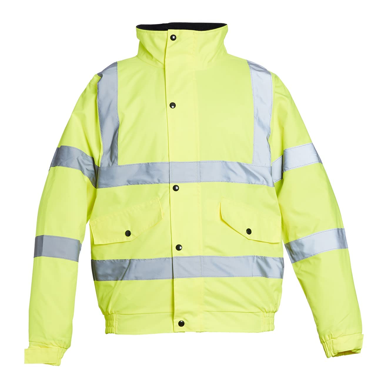 Blackrock Yellow Hi Vis Waterproof Bomber Jacket Men's and Women's, Reflective High Vis Jackets, High Viz Visibility Warm Safety Security Work Wear, Taped Seams & Fleece Lined Collar - Size Large