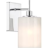 Savoy House M90116CH Meridian Modern Strie Glass Wall Sconce, 1-Light 60 Watt, 10" H x 5" W, Chrome