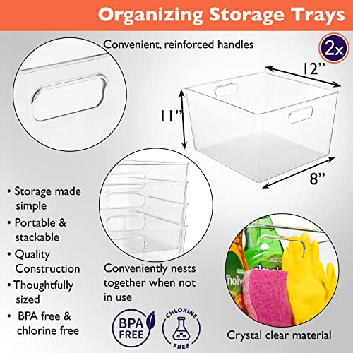 ClearSpace Clear Plastic Storage Bins XL 2 Pack Perfect Kitchen Organization Or Pantry Storage