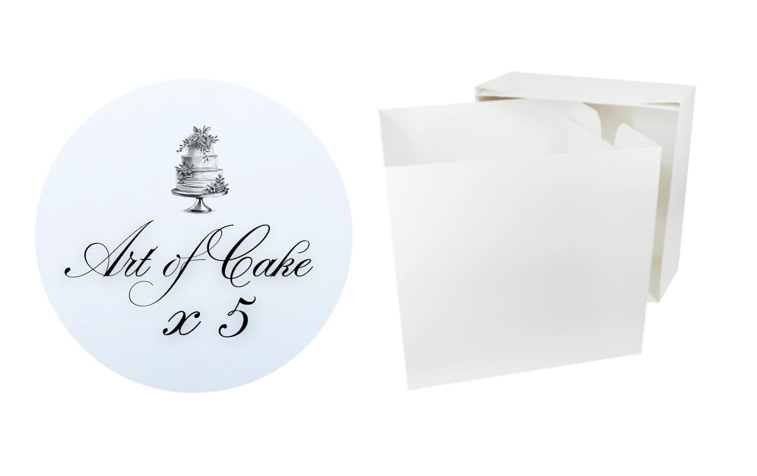 Art of Cake® TALL Cake Box(12x12x12 in) and 5 Masonite board 12 in Round Drum