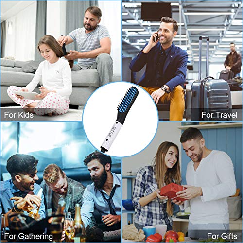 Beard Straightener for Men, Vimpro Multifunctional Electric Hot Comb and Beard Straightening Brush Hair Straightening Comb with Dual Voltage 110-240V Great for Travel