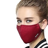 ZWZCYZ N95 Respirator Masks Anti-haze Masks 4 Layer Filter Insert Protective Filter Media Insert Activated Carbon Cotton Mouth Masks (Medium(Women's), Wine Red)
