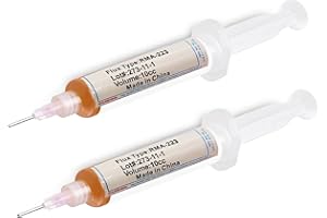 2 Sets No-Clean Soldering Flux Paste for Electronics, 10 ml, Pneumatic Dispenser with Plunger and Dispensing Tip