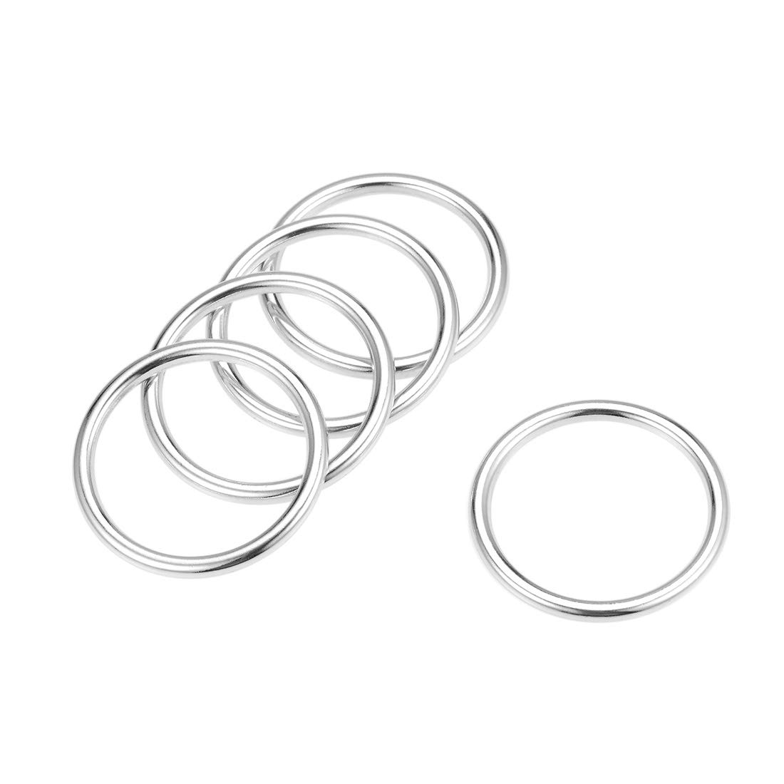 sourcing map O Ring Buckle 50mm(2") ID 3mm Thickness Zinc Alloy O-Rings for Hardware Bags Belts Craft DIY Accessories, Silver Tone 5pcs