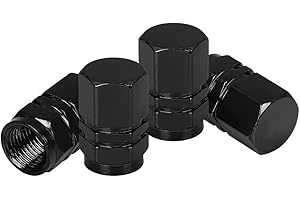 MOLY MAGNOLIA 4 PCS Tire Stem Valve Caps Wheel Valve Covers Car Dustproof Tire Cap, Leak-Proof Air Protection Fits Cars, Trucks, Bikes, Motorcycles, Bicycles, Hexagon Shape Design (Black)