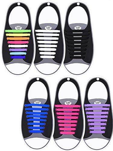 KCDDUMK No Tie Shoelaces for Kids & Adults(4/6 Packs), Silicone tieless Elastic Shoe Lace for Flat Sneakers Board Shoes-Waterproof