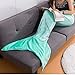 LANGRIA Mermaid Tail Blanket Glittering Flannel Super Soft Cozy Warm Lightweight for Kid Girl Adult All Season (60 x 25 inches, Green)