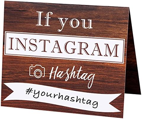 Wedding Sign | Set of 5 Table Top Wood Look If You Instagram Hashtag Signs | Rustic Wedding Decorations | Double Sided On Heavy Cardstock With a Beautiful Linen Texture