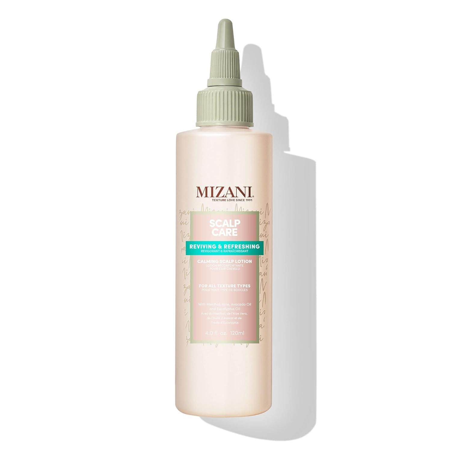 Mizani Calming Scalp Lotion, Soothing and Replenishing, For Dry Scalp Prone to Dandruff, Infused With Cooling Aloe Vera, Avocado and Eucalyptus, Scalp Care Calming Lotion, 120ml