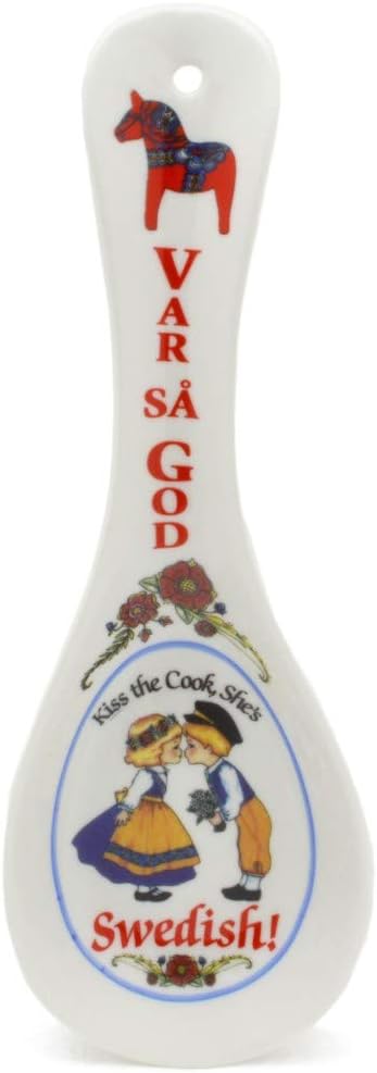 Essence of Europe Gifts"Var Sa God" Swedish Ceramic Kitchen Spoon Rest