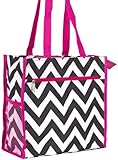 J Garden Chevron Print Collection Canvas Travel Tote Bag 12-inch