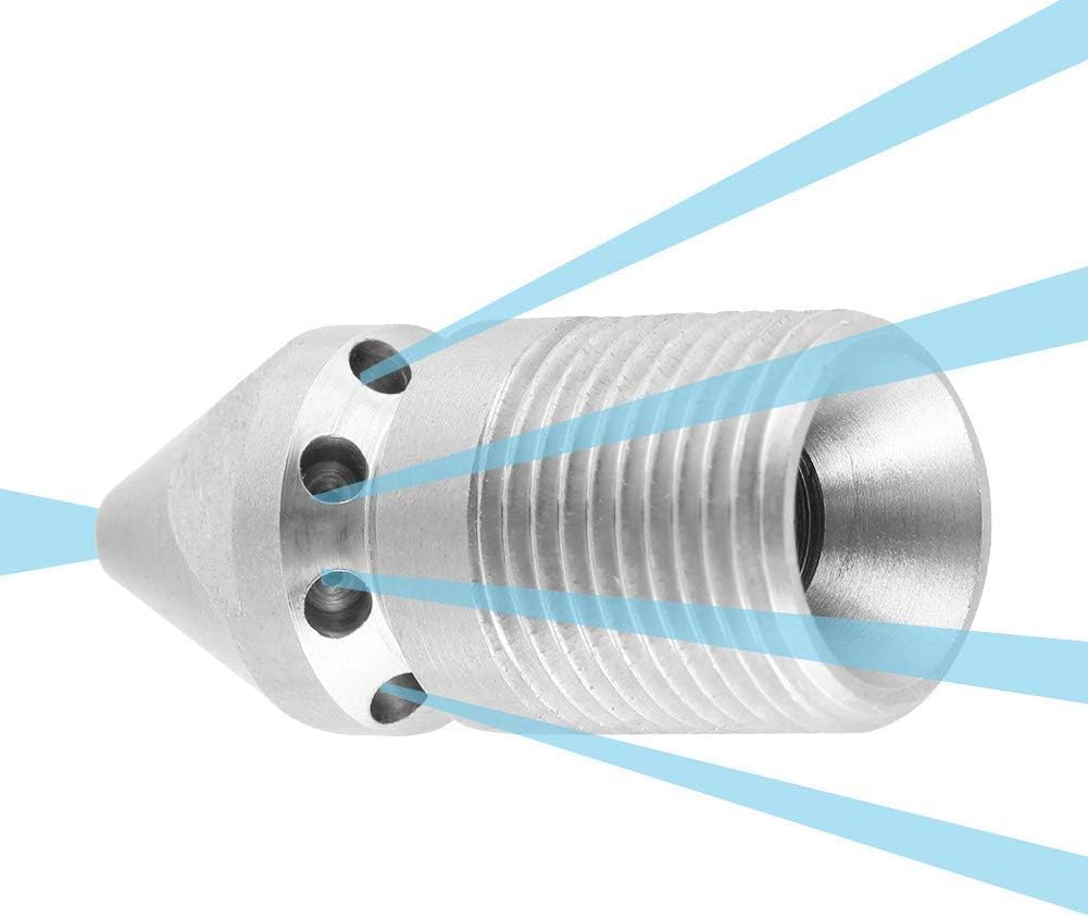 Photo 1 of CYSFETENA Stainless Steel SS304 Pressure Dredge Blast Sewer Cleaning Pipe Jet Nozzle 3/8BSP Male Thread, Sewer Jet Nozzle for Drain & Sewer Cleaning, 250 Bar Pressure, 8 Backward Holes