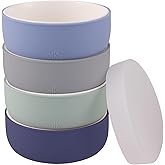 Elk and Friends Kids Porcelain Bowls with Silicone Suction Sleeve + Silicone Lid | Kids/Toddler/Baby Feeding | Microwave & Dishwasher Safe | Non slip | Cereal/Soup/Snack Dishes & Dinnerware