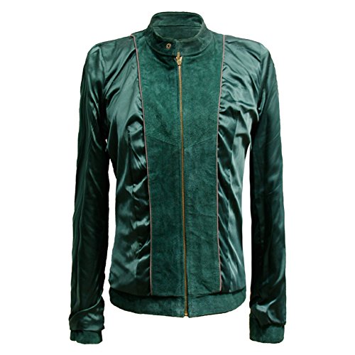 Escalier Women's Genuine Leather Jacket Suede Moto Jackets Green S