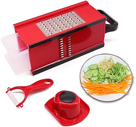 Nardo Visgo® Mandoline Slicer with 4 Stainless Steel Blades - Multi-functional Vegetable Peeler Slicer Grater &amp; Julienne Slicer, Time Saving Fun Creating Kitchen Gadget for Home &amp; Commercial Cooking