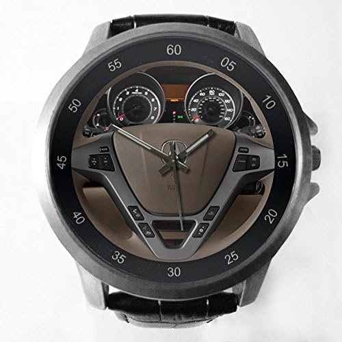 Acura Steering Speedometer Luxury Car Custom Metal Sport Watch with Leather Band