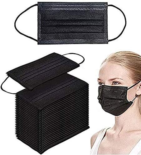 200pcs Disponebla Three-layer Protective Face Cover for Gérms Coroná Virùs Coronávirus Flù(Black)