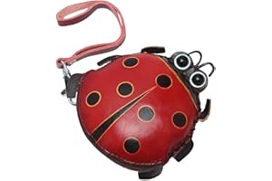 PACKOVE Ladybug Coin Purse - Animal Change Pouch, Cartoon Credit Card Holder, Leather Coin Pouch Wristlet Wallet, Cute Ladybug Pouch