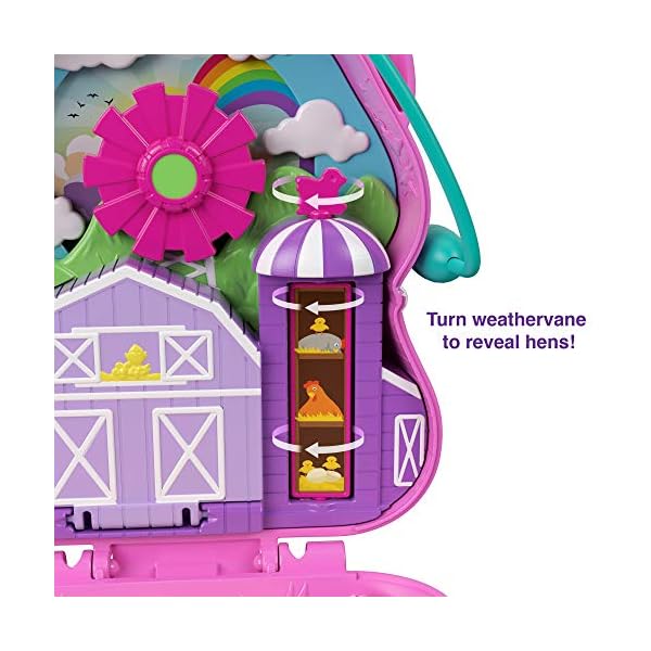 Polly-Pocket-ON-THE-FARM-Piggy-Compact Polly Pocket GTN16 On the Farm Piggy Compact, Farm Theme, 2 Animal Figures (1 Alpaca with Hair), Great Gift for Ages 4…