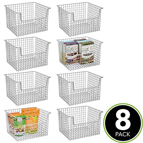 mDesign Metal Kitchen Pantry Food Storage Organizer Basket Farmhouse
